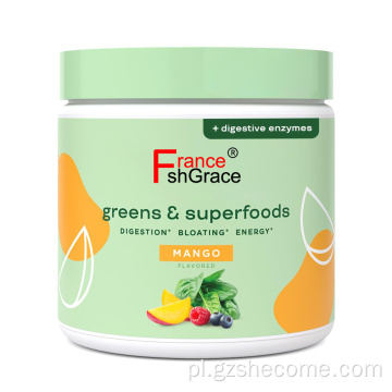 Zielone żywieniowe i superfoods proszkowe dla zdrowia trawiennego